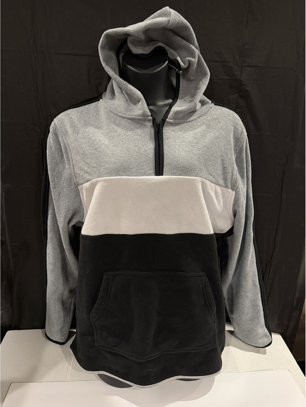 Company 81 men's - block half zip comps gray white black hoodie size XLG